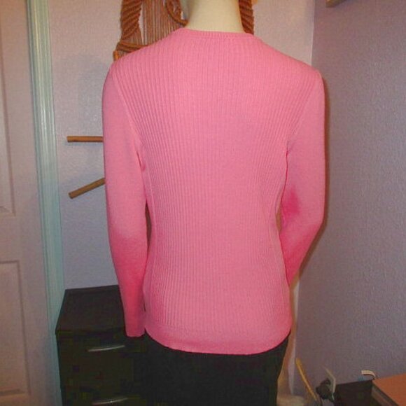 J.McLaughlin Seaspray Sweater Size M Pink Ribbed Pullover Pink Nautical Preppy - Picture 10 of 14